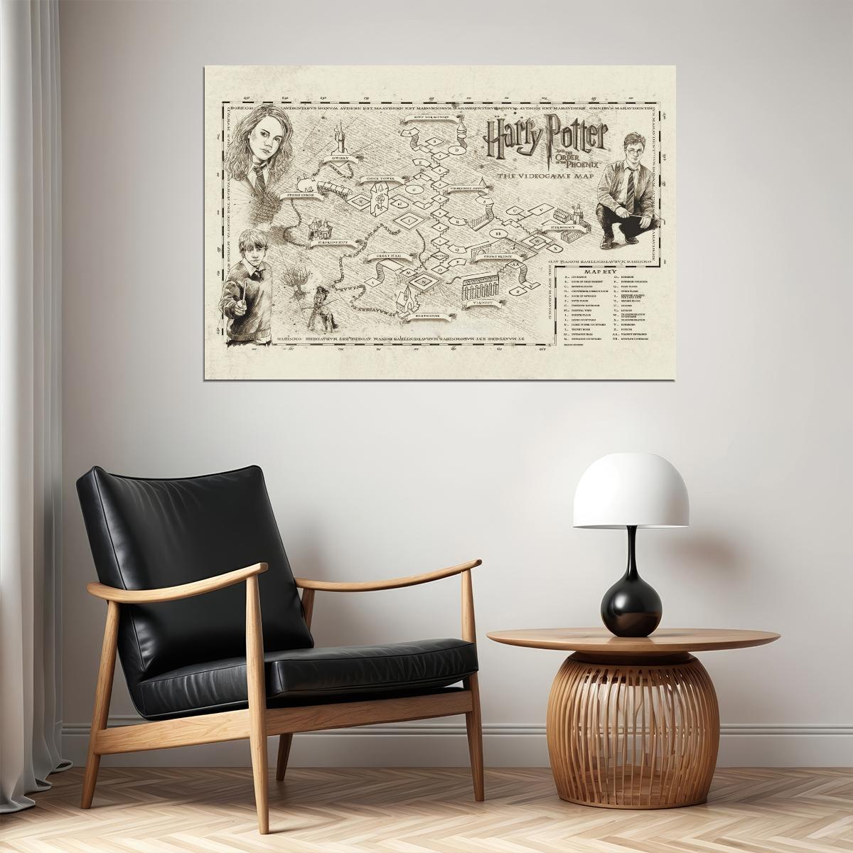 Harry Potter Video Game Poster Hogwarts Map Print Fantasy Wizarding School Wall Art Magical Decor