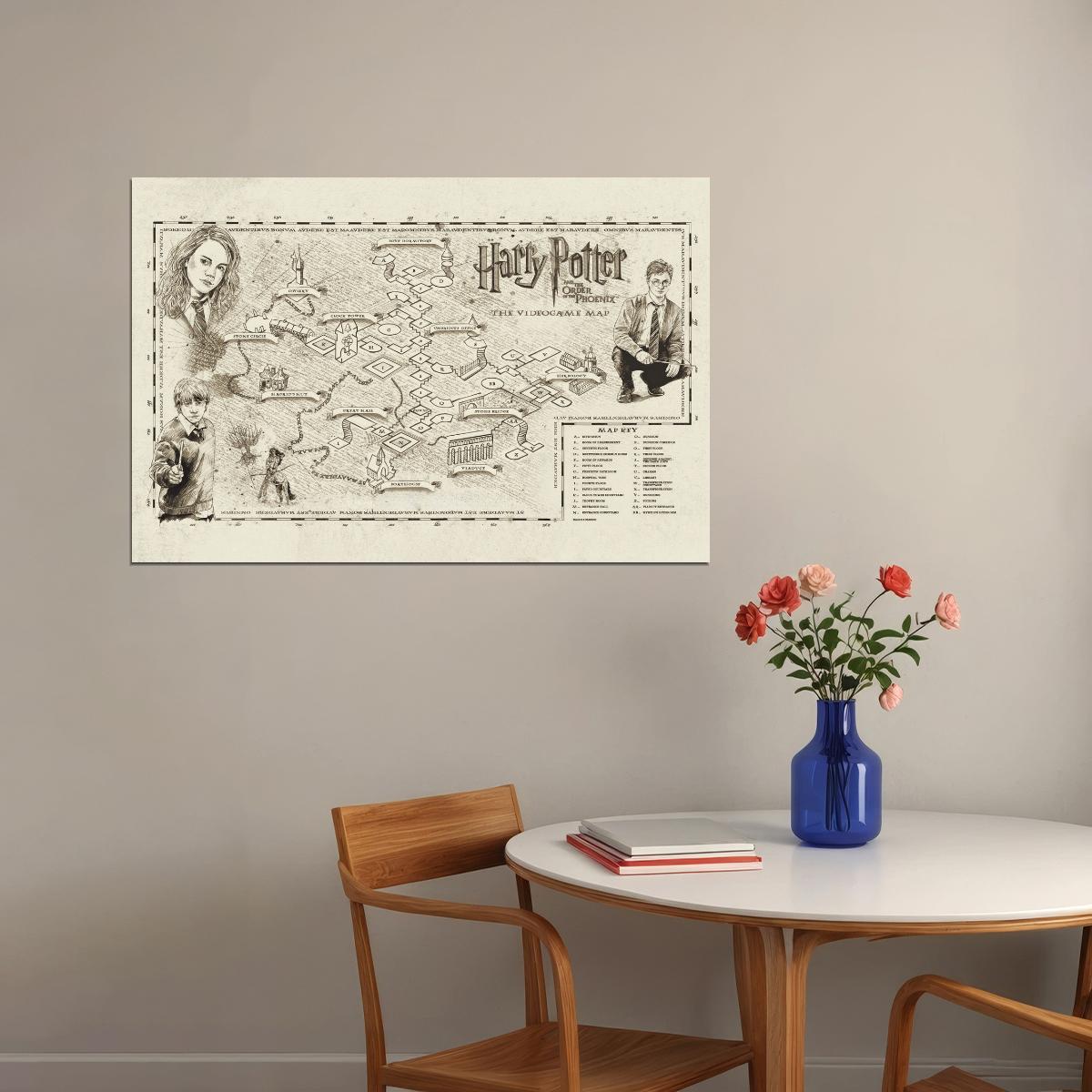 Harry Potter Video Game Poster Hogwarts Map Print Fantasy Wizarding School Wall Art Magical Decor