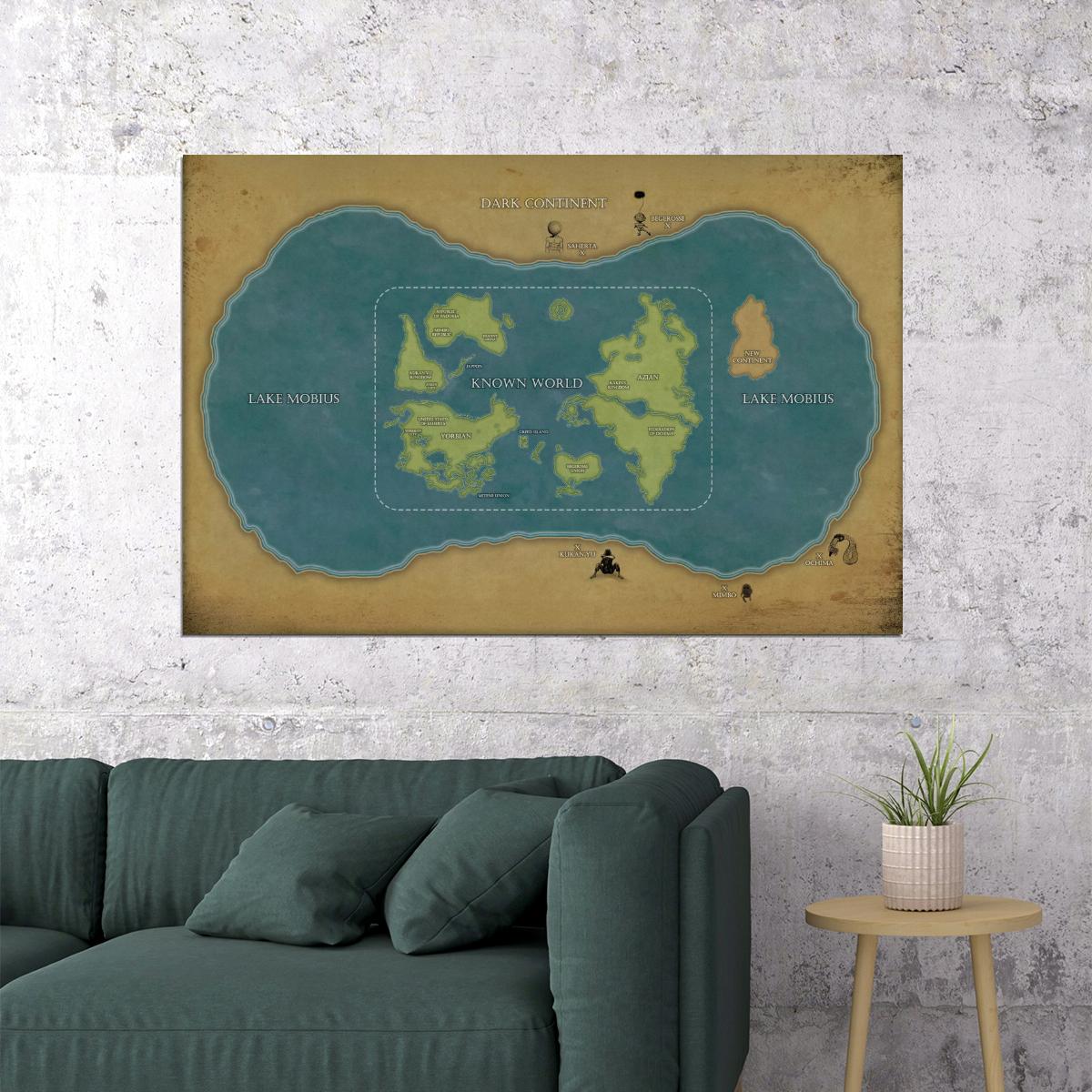 Hunter x Hunter Anime Poster World Map Yorknew City Greed Island Lake Mobius Print Manga Wall Art Decor