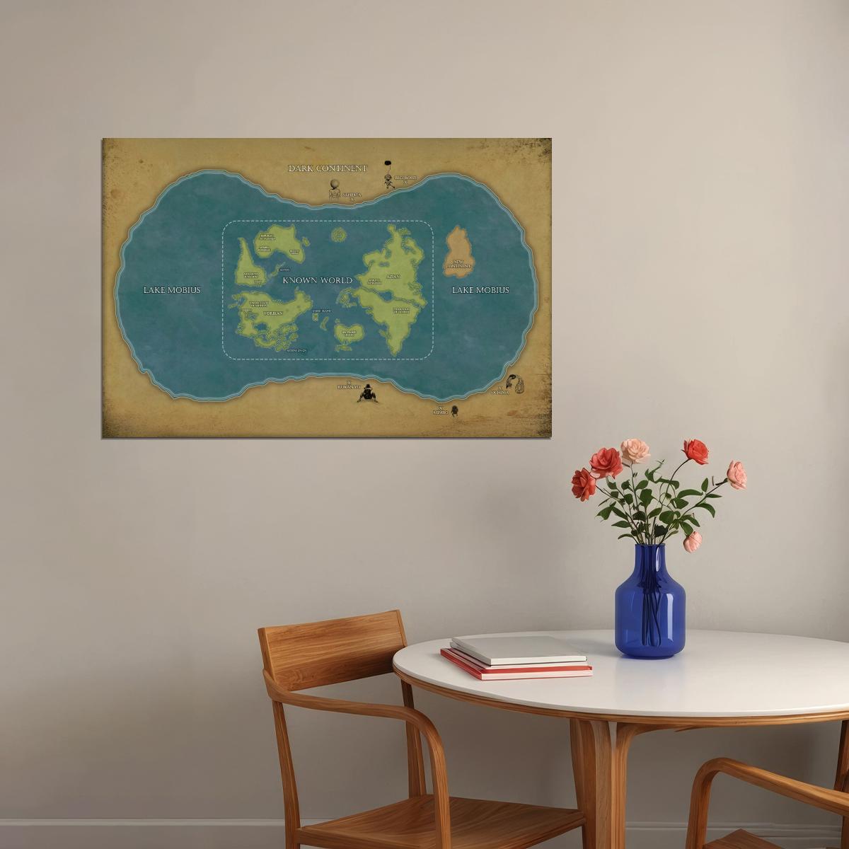 Hunter x Hunter Anime Poster World Map Yorknew City Greed Island Lake Mobius Print Manga Wall Art Decor