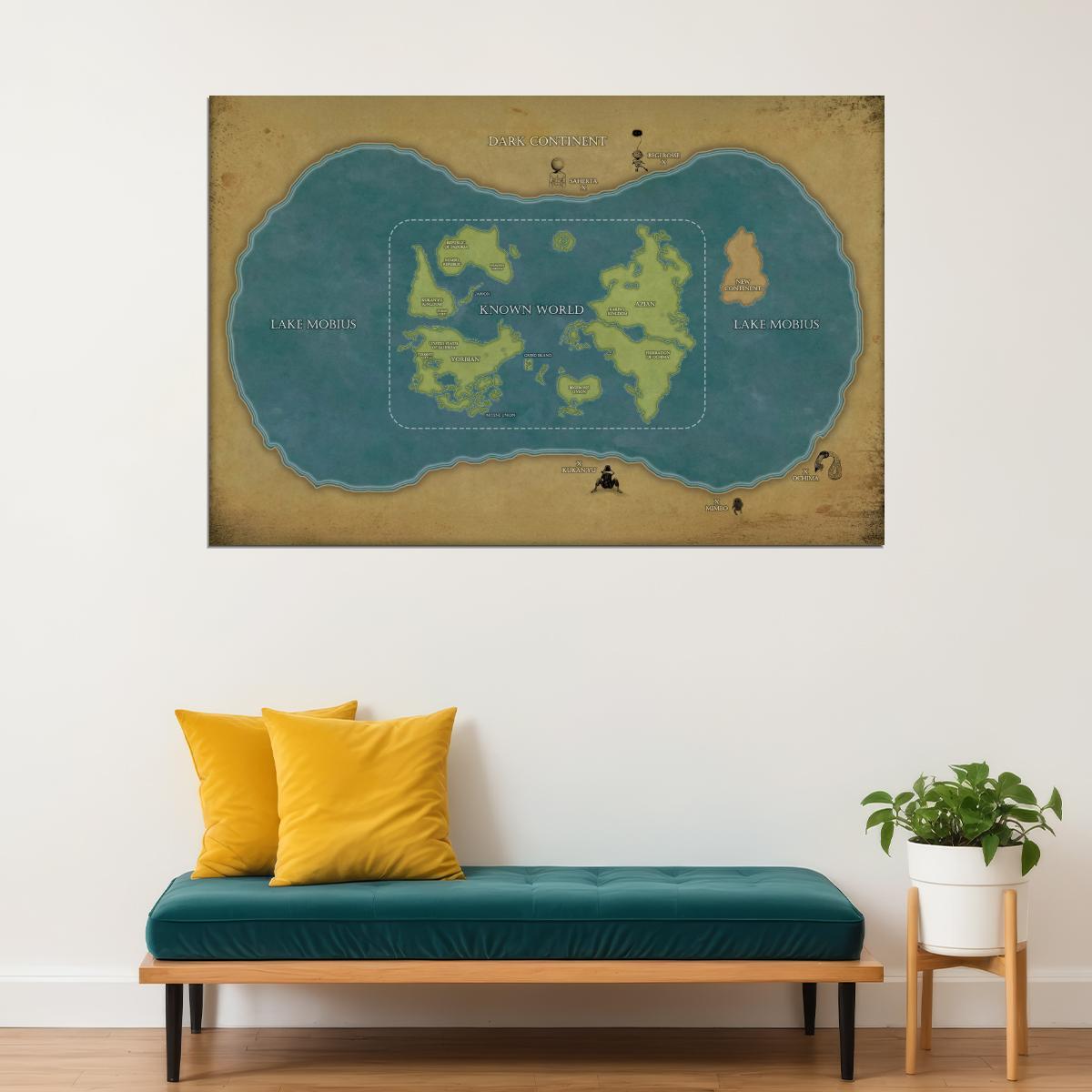 Hunter x Hunter Anime Poster World Map Yorknew City Greed Island Lake Mobius Print Manga Wall Art Decor