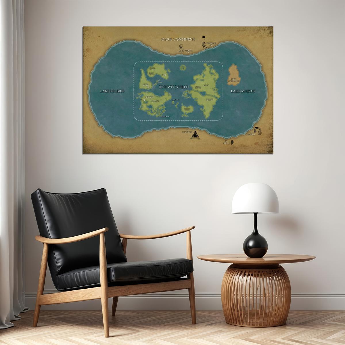 Hunter x Hunter Anime Poster World Map Yorknew City Greed Island Lake Mobius Print Manga Wall Art Decor