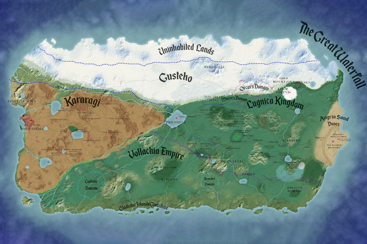 Re Zero Anime Poster Kingdom of Lugnica Map Print Fantasy Manga Wall Art Japanese Otaku Decor - xonomax