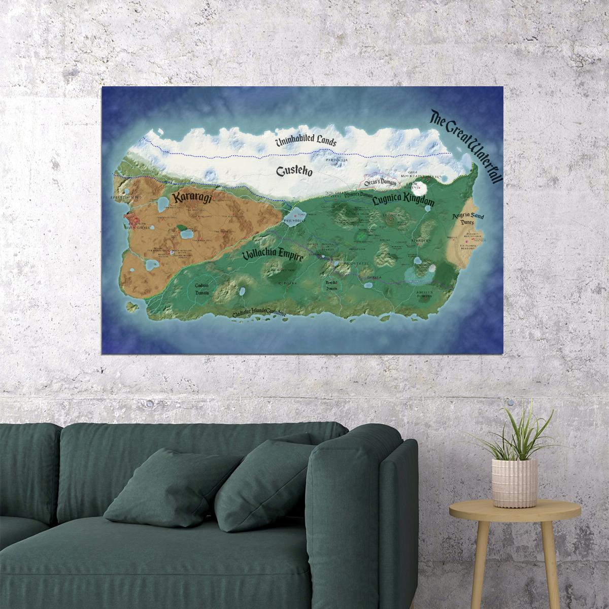 Re Zero Anime Poster Kingdom of Lugnica Map Print Fantasy Manga Wall Art Japanese Otaku Decor - xonomax