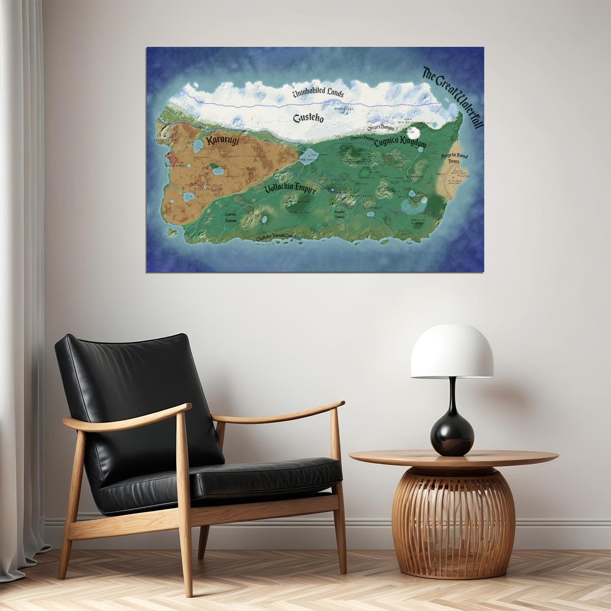 Re Zero Anime Poster Kingdom of Lugnica Map Print Fantasy Manga Wall Art Japanese Otaku Decor