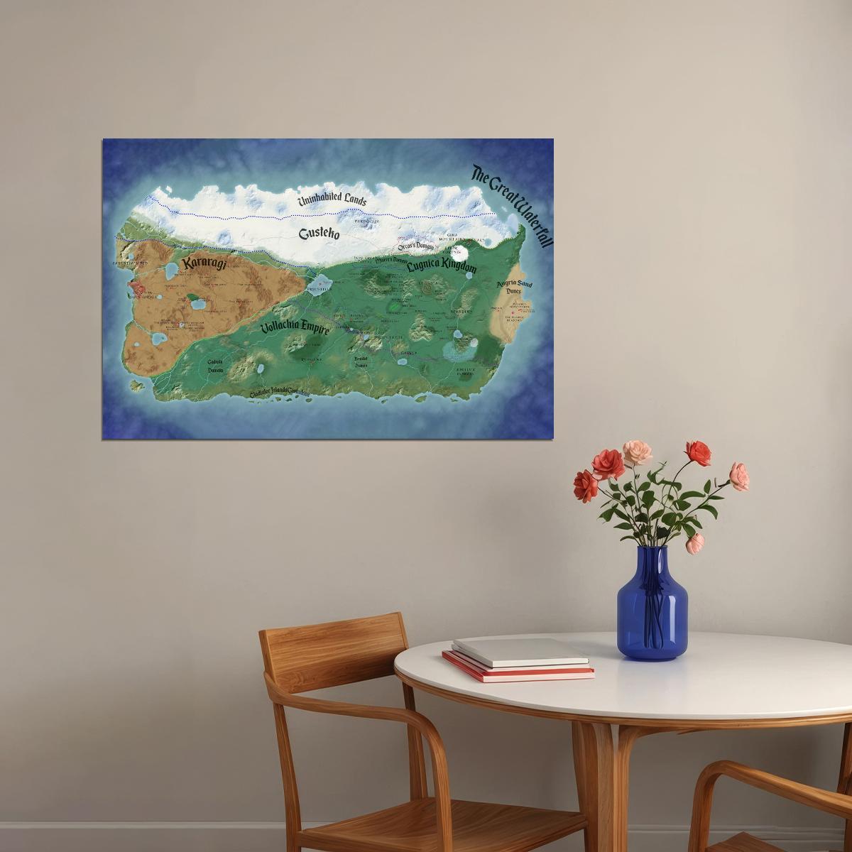 Re Zero Anime Poster Kingdom of Lugnica Map Print Fantasy Manga Wall Art Japanese Otaku Decor