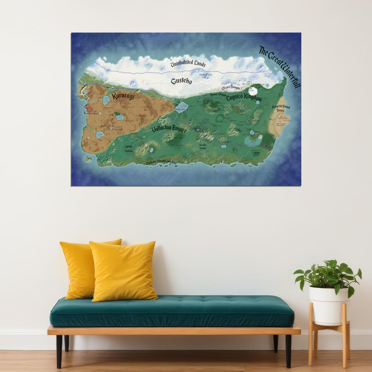 Re Zero Anime Poster Kingdom of Lugnica Map Print Fantasy Manga Wall Art Japanese Otaku Decor