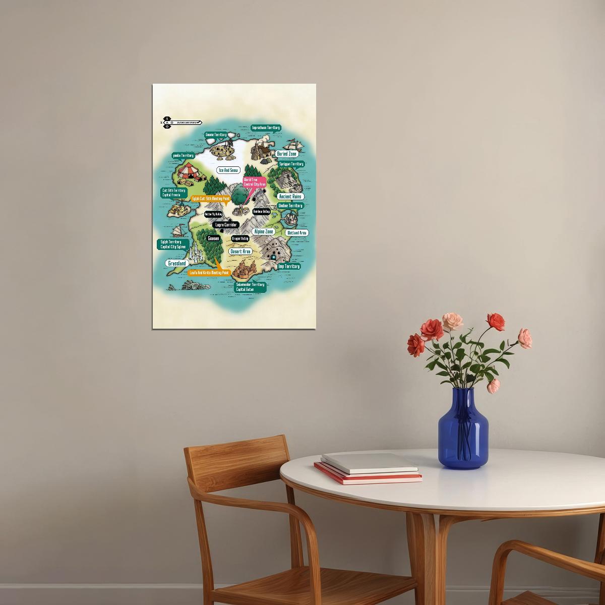 Sword Art Online Anime Poster Aincrad World Map Print Manga Inspired Video Game Wall Art Otaku Decor
