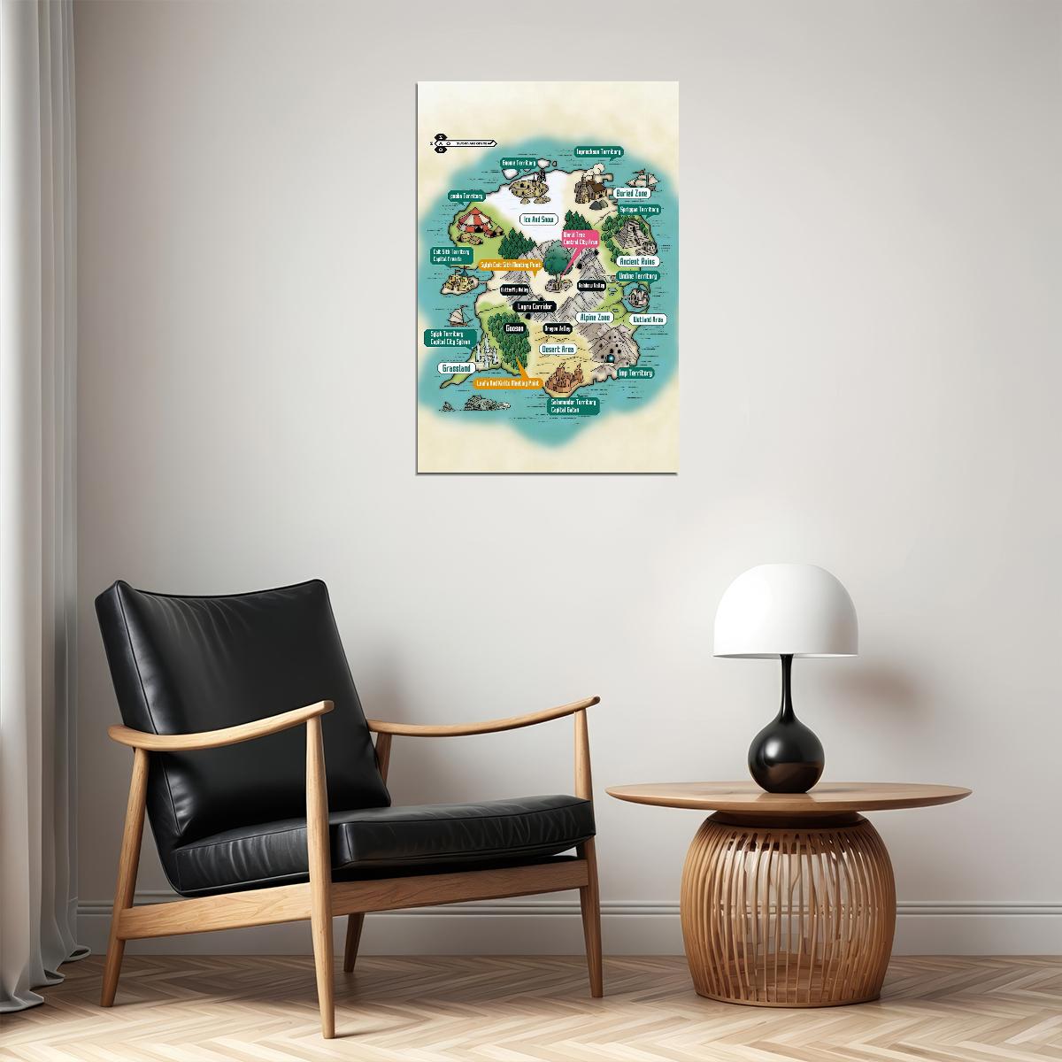 Sword Art Online Anime Poster Aincrad World Map Print Manga Inspired Video Game Wall Art Otaku Decor