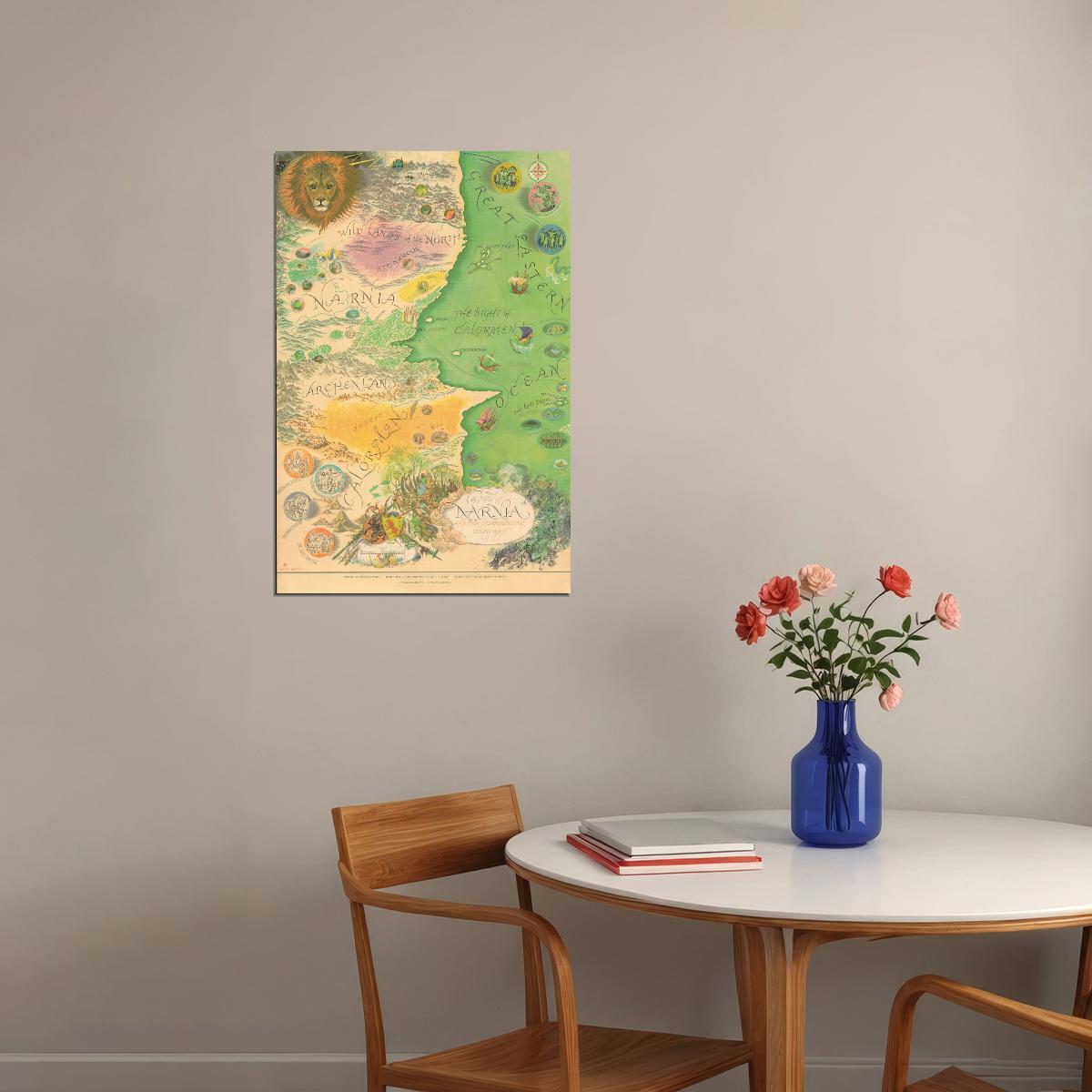 Narnia Map Poster The Chronicles of Narnia Print Fantasy Book Wall Art Magical World Decor