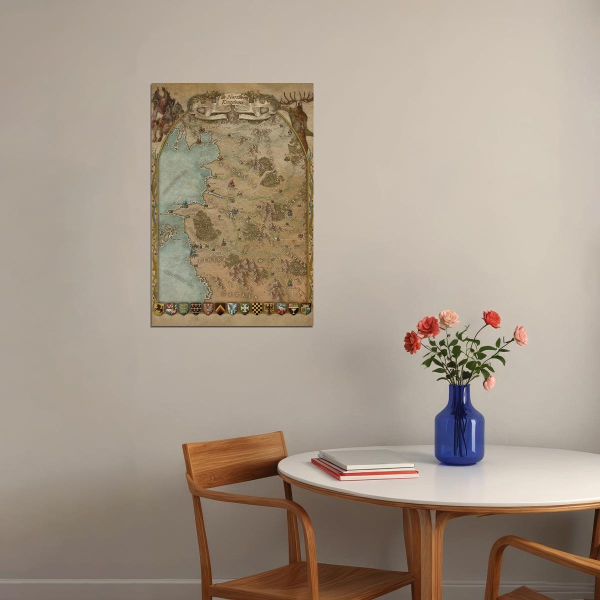 The Witcher Poster Northern Kingdoms Map Print Fantasy RPG Wall Art Video Game Series Decor