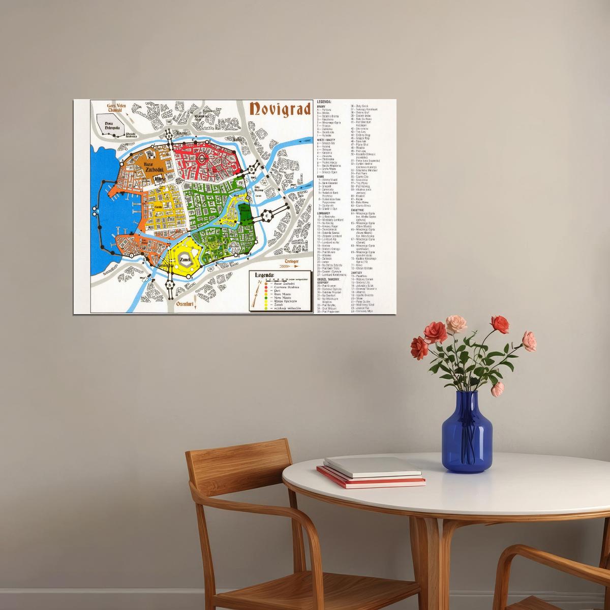 The Witcher Poster Novigrad Map Print Fantasy RPG Wall Art Game and TV Series Decor