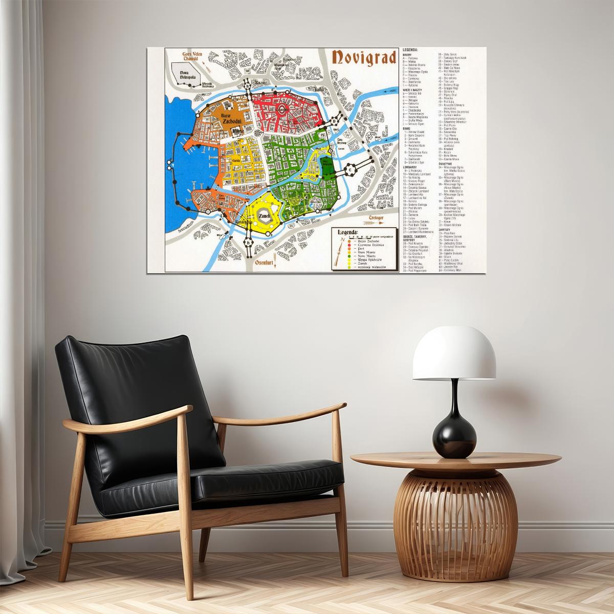 The Witcher Poster Novigrad Map Print Fantasy RPG Wall Art Game and TV Series Decor