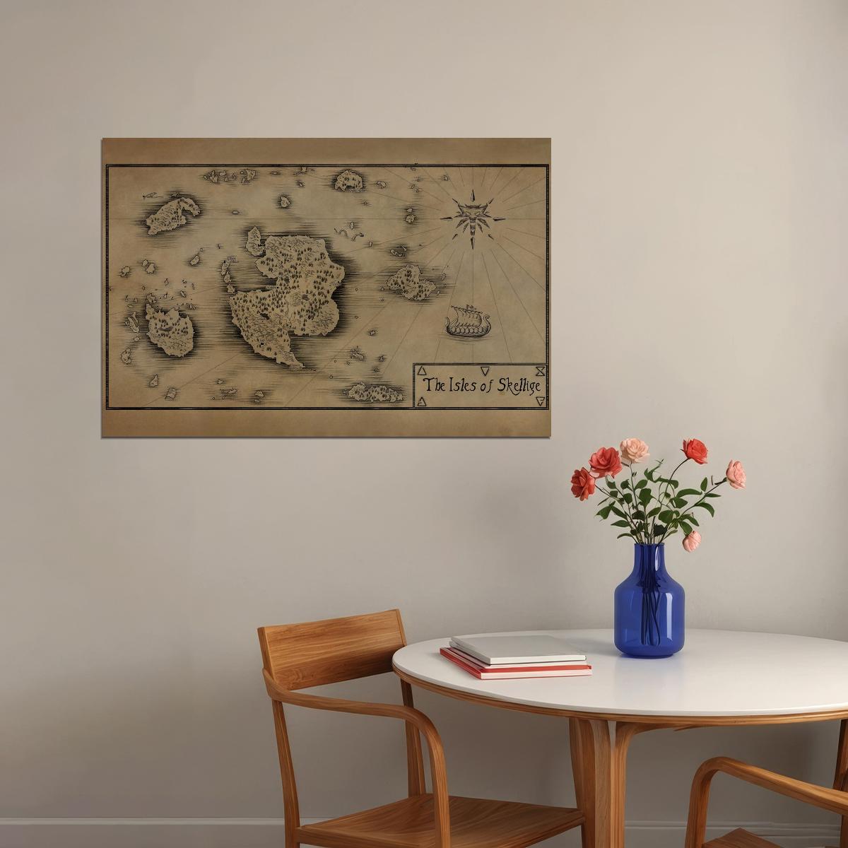 The Witcher Poster Skellige Map Print Fantasy RPG Wall Art Game and Series Decor