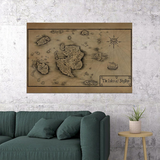 The Witcher Poster Skellige Map Print Fantasy RPG Wall Art Game and Series Decor - xonomax