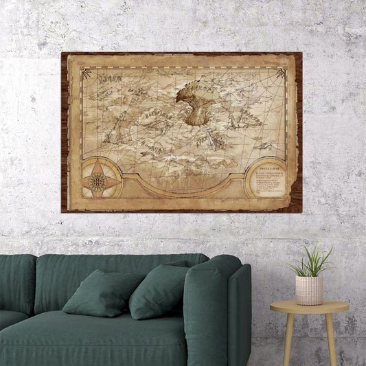 Xenoblade Chronicles 2 Poster Alrest Map Print Fantasy RPG World Wall Art Video Game Decor - xonomax