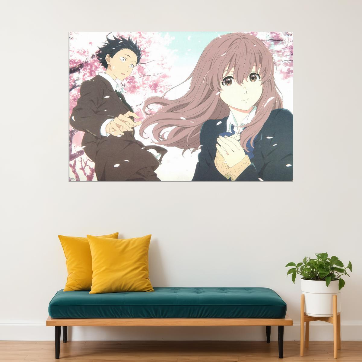 A Silent Voice Anime Poster Koe no Katachi Print Japanese Manga Wall Art Shouya and Shouko Artwork - xonomax