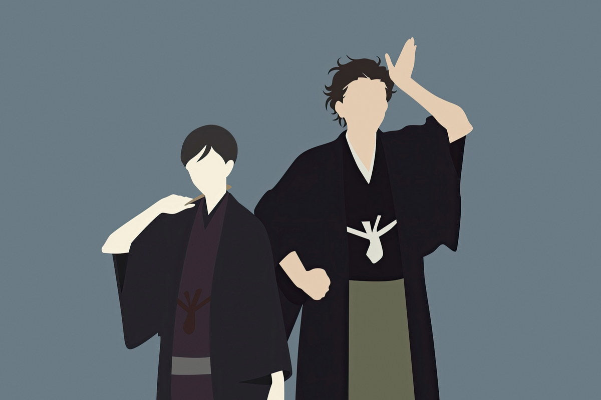 Descending Stories Anime Poster Shouwa Genroku Rakugo Shinjuu Print Japanese Manga Wall Art Yakumo and Sukeroku Minimalist Art - xonomax