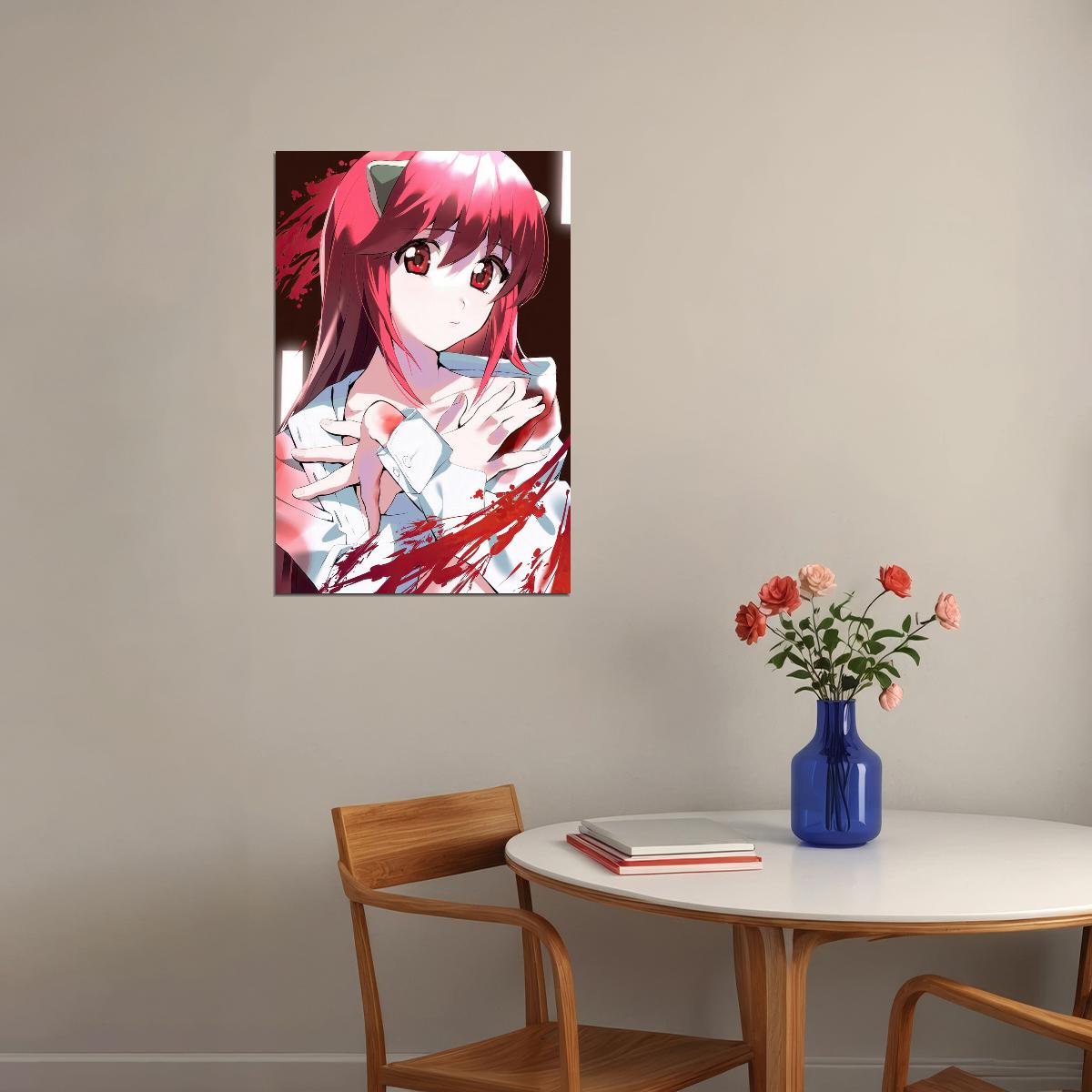 Elfen Lied Anime Poster Kaede Lucy Print Japanese Manga Wall Art Horror Girl Artwork - xonomax