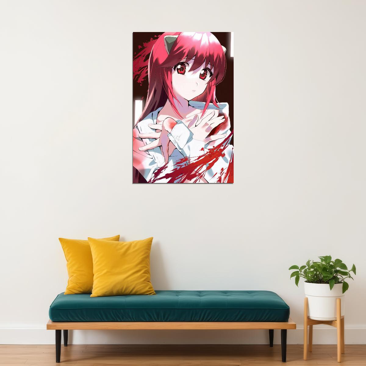 Elfen Lied Anime Poster Kaede Lucy Print Japanese Manga Wall Art Horror Girl Artwork - xonomax