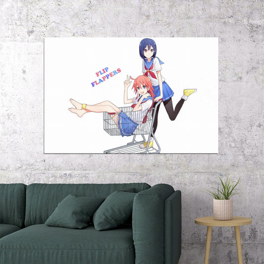Flip Flappers Anime Poster Magical Girl Print Japanese Manga Wall Art Cocona and Papika Artwork - xonomax