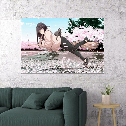 Flying Witch Anime Poster Magical Slice of Life Print Japanese Manga Wall Art Makoto Kowata Artwork - xonomax