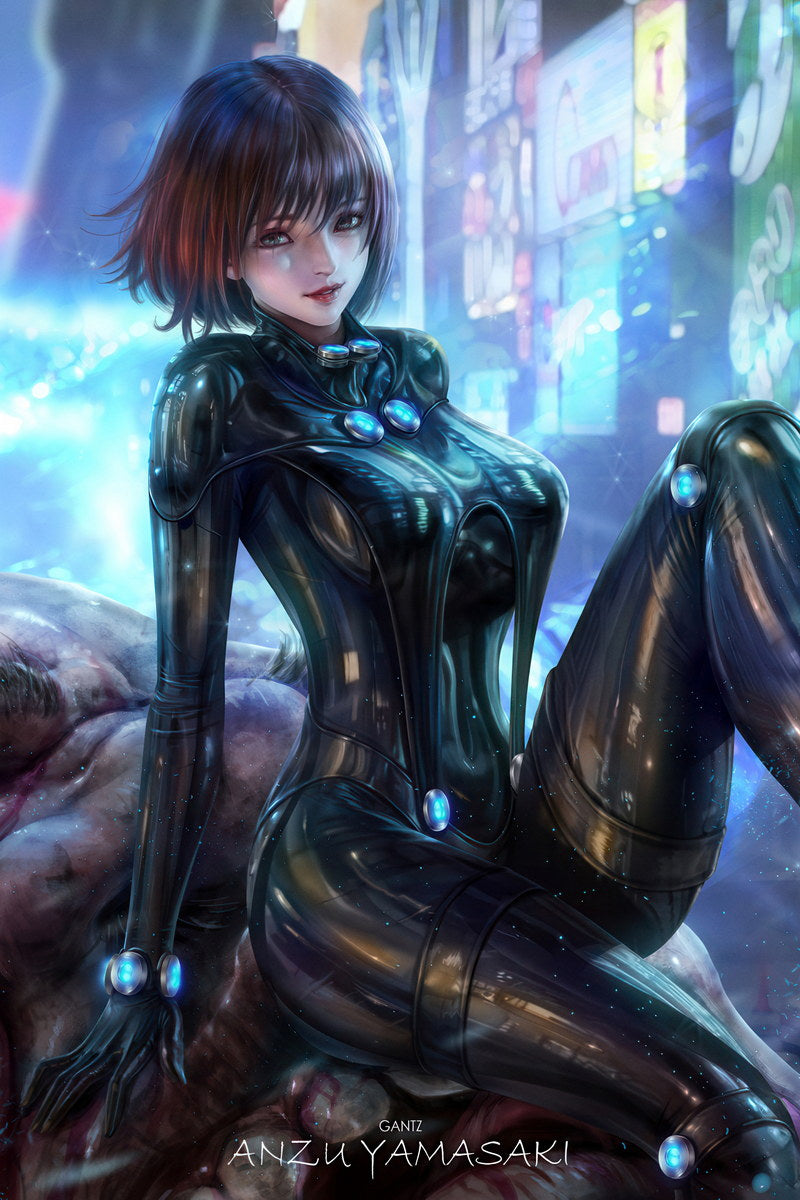 Gantz Anime Poster Yamasaki Anzu Print Japanese Manga Wall Art Sci-Fi Girl in Suit Futuristic Artwork