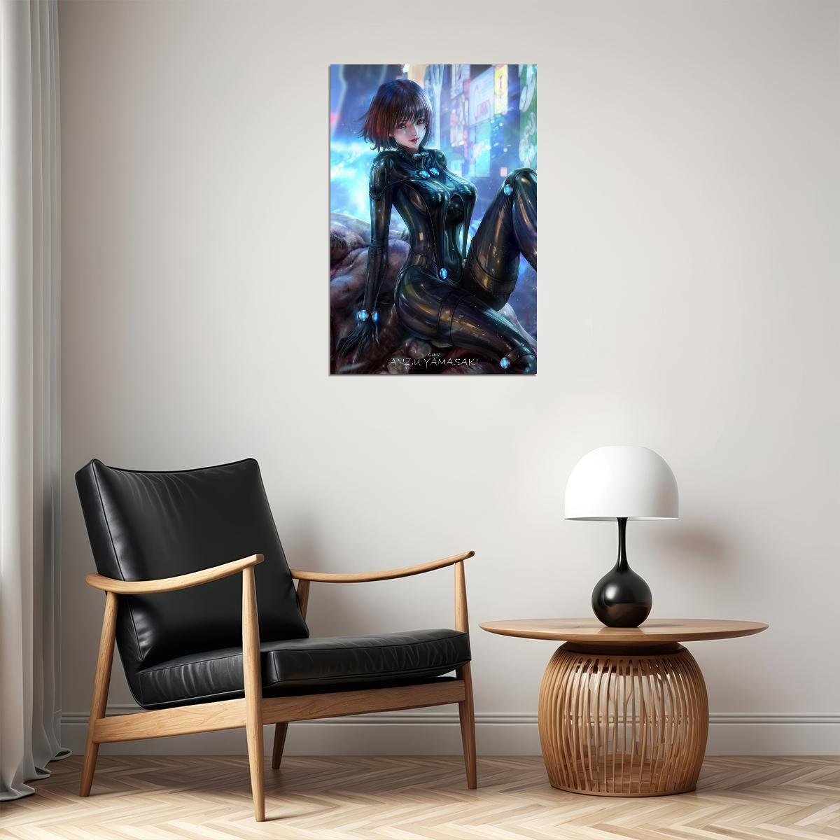 Gantz Anime Poster Yamasaki Anzu Print Japanese Manga Wall Art Sci-Fi Girl in Suit Futuristic Artwork