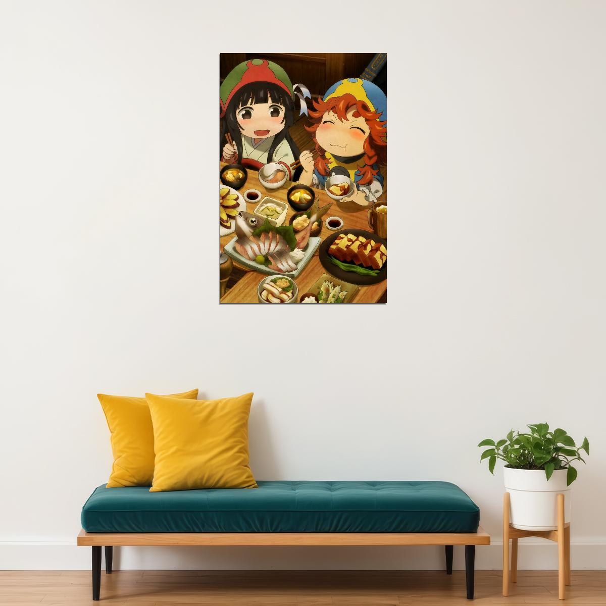 Hakumei and Mikochi Anime Poster Cozy Meal Print Japanese Manga Wall Art