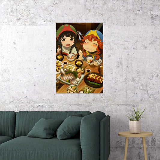 Hakumei and Mikochi Anime Poster Cozy Meal Print Japanese Manga Wall Art - xonomax