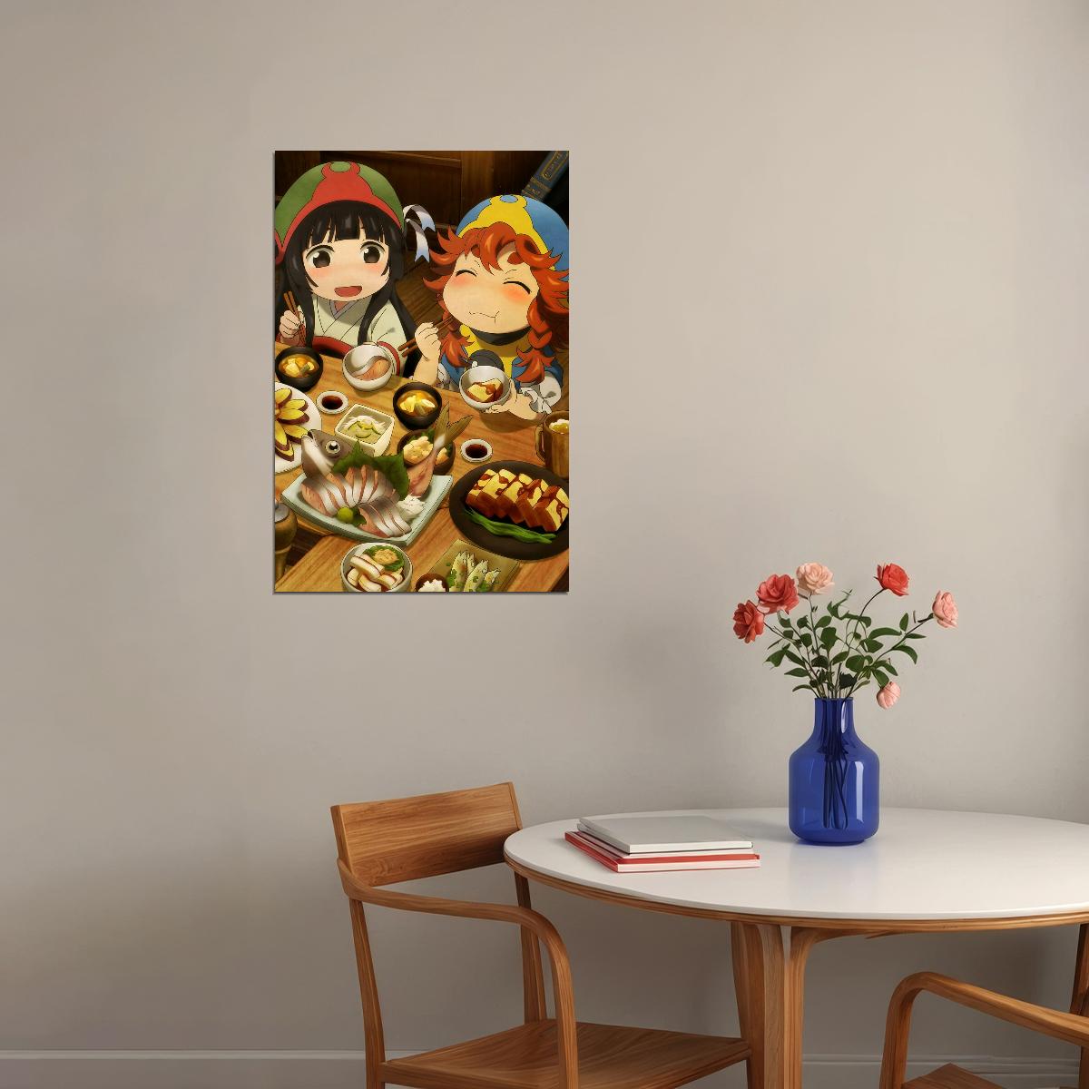 Hakumei and Mikochi Anime Poster Cozy Meal Print Japanese Manga Wall Art