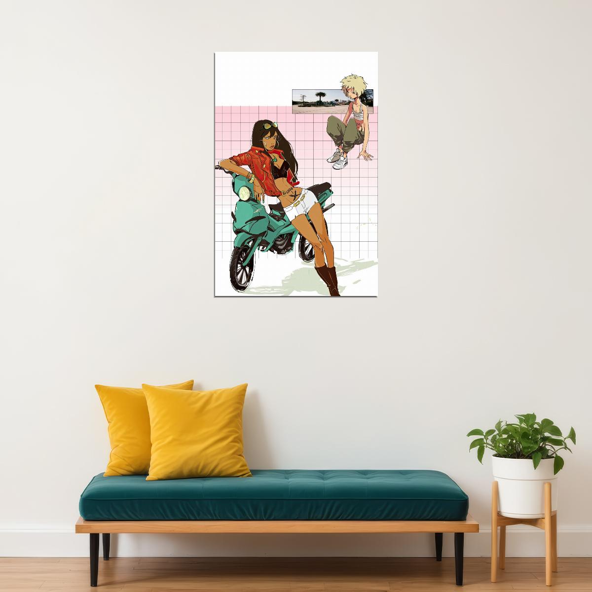 Michiko to Hatchin Anime Poster Road Trip Duo Print Japanese Manga Wall Art Sexy Girl Artwork