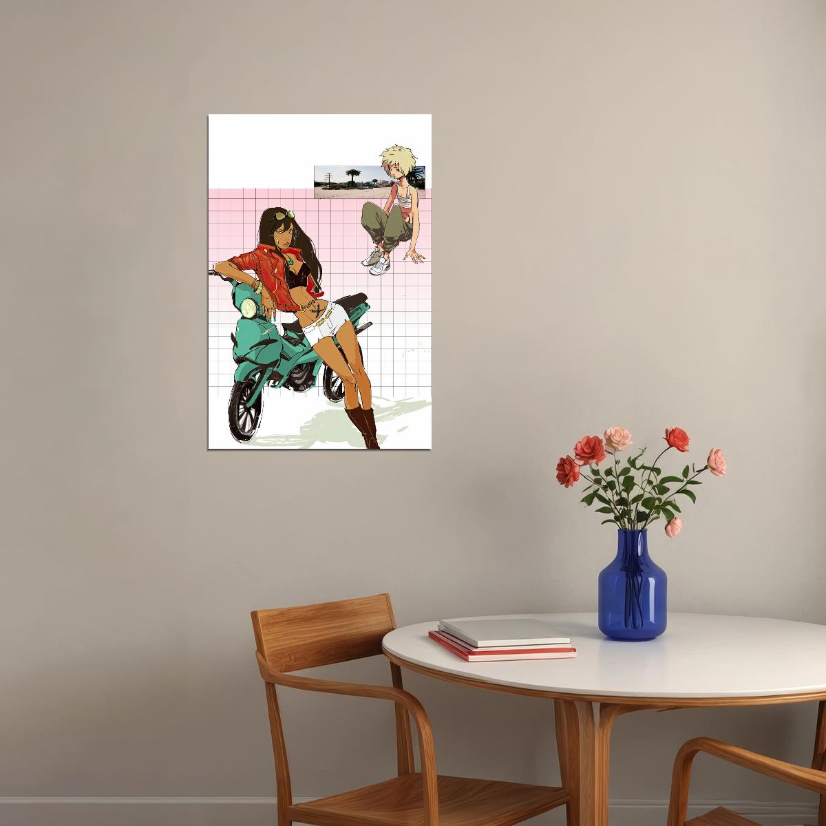 Michiko to Hatchin Anime Poster Road Trip Duo Print Japanese Manga Wall Art Sexy Girl Artwork