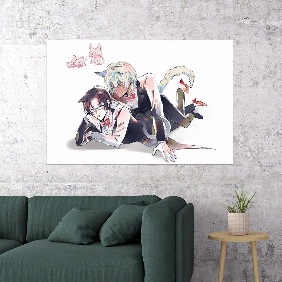 Sarazanmai Anime Poster Reo and Mabu Print Japanese Manga Wall Art BL Couple Poster Yaoi Artwork