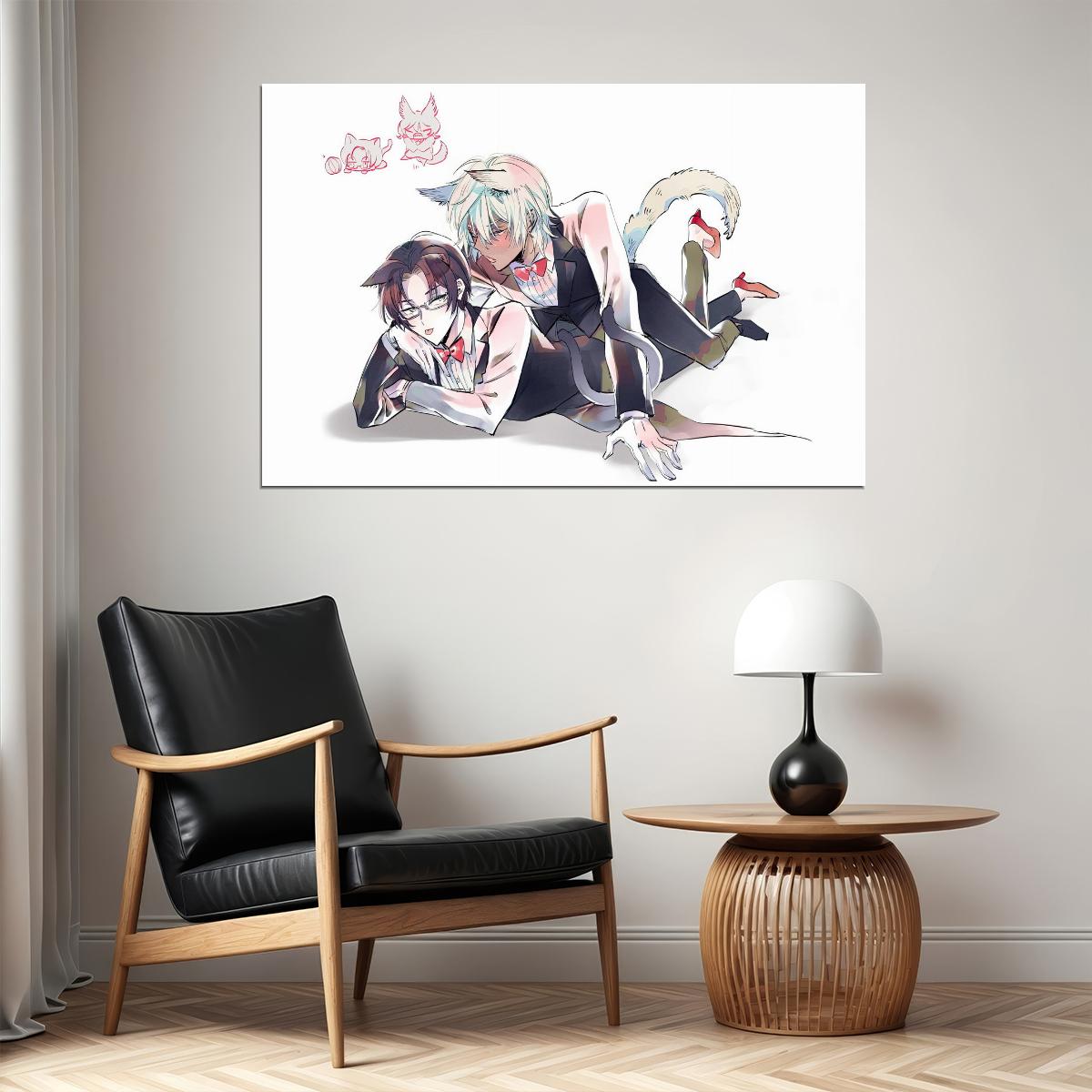 Sarazanmai Anime Poster Reo and Mabu Print Japanese Manga Wall Art BL Couple Poster Yaoi Artwork