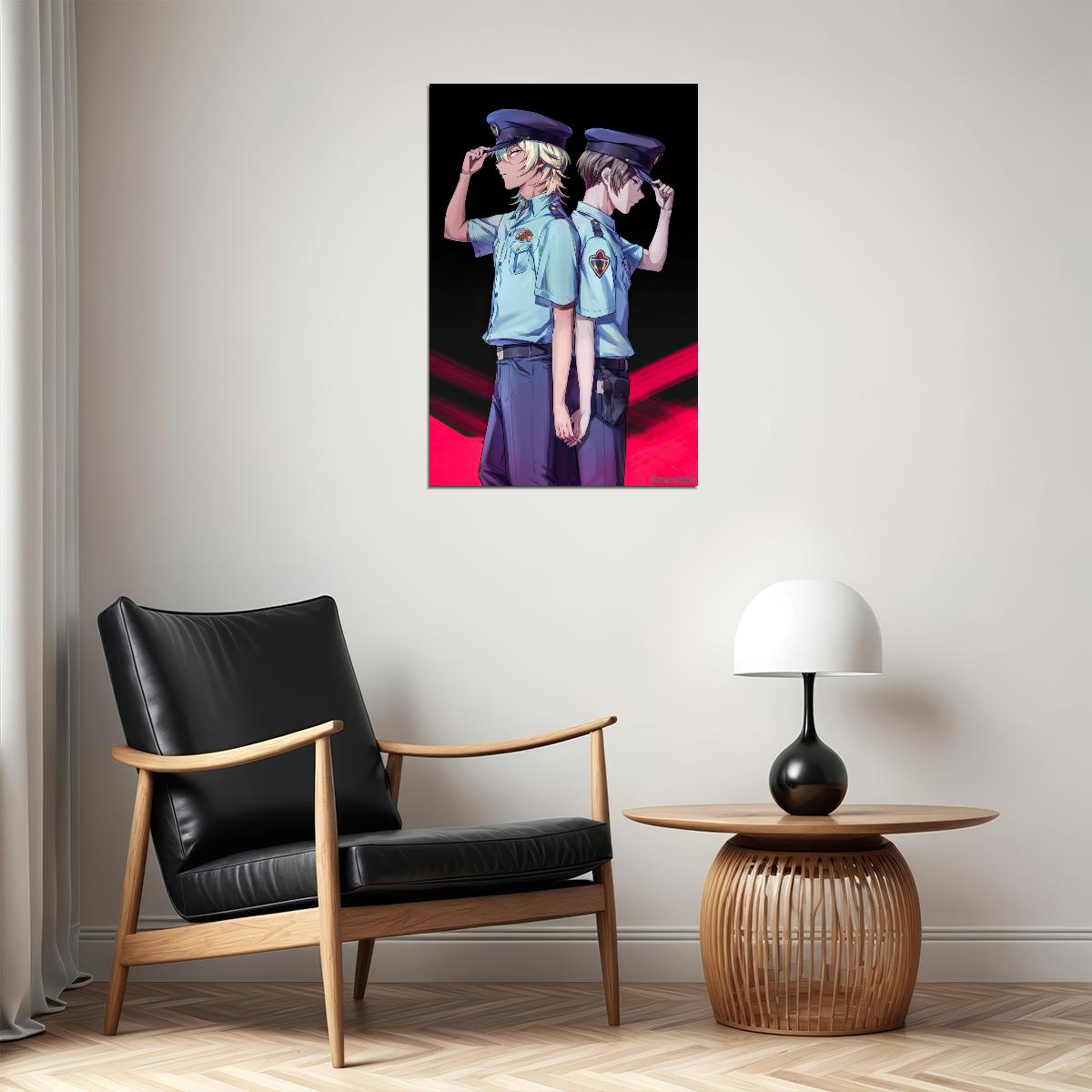 Sarazanmai Anime Poster Police Uniform Reo and Mabu Print Japanese Manga Wall Art Yaoi Couple Artwork