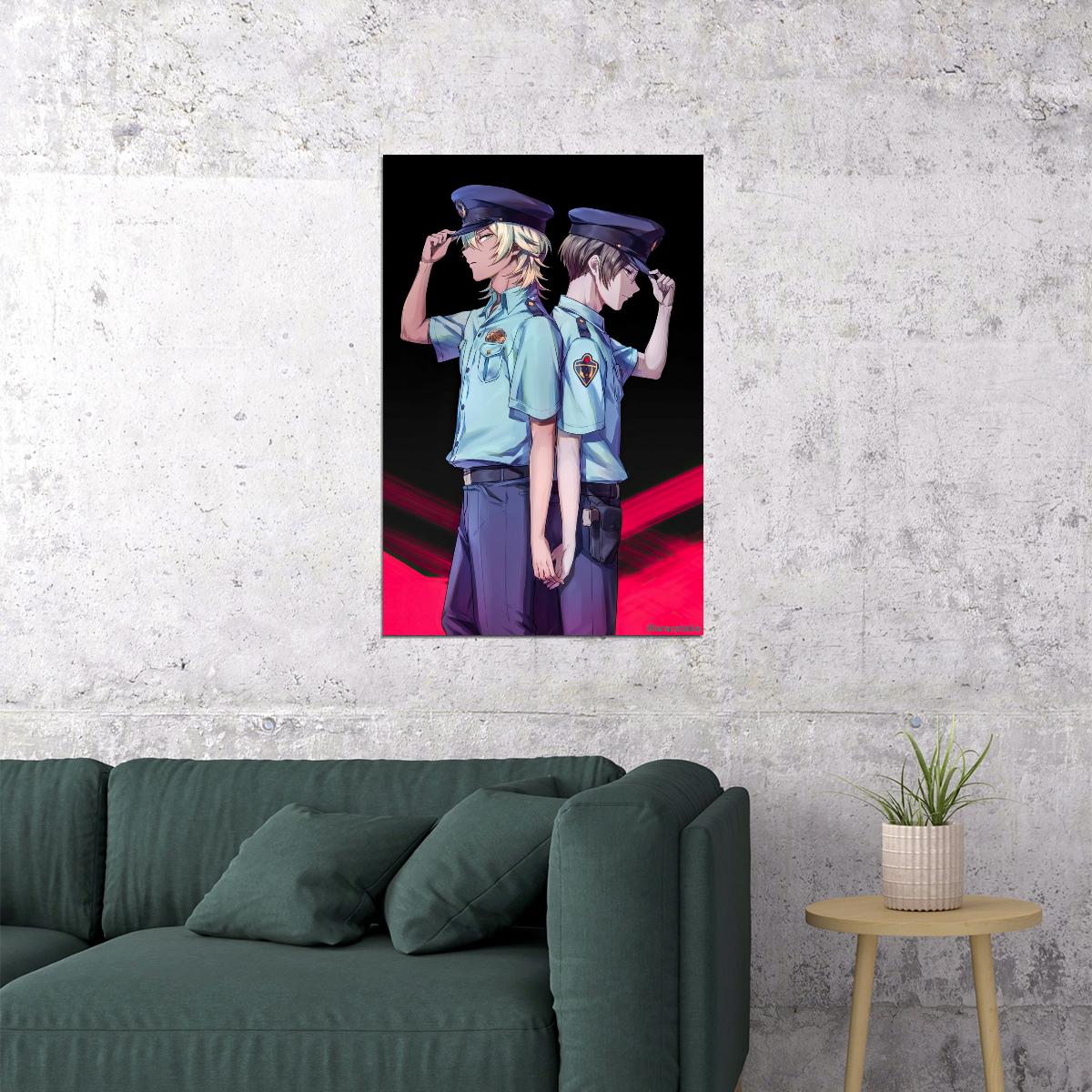 Sarazanmai Anime Poster Police Uniform Reo and Mabu Print Japanese Manga Wall Art Yaoi Couple Artwork