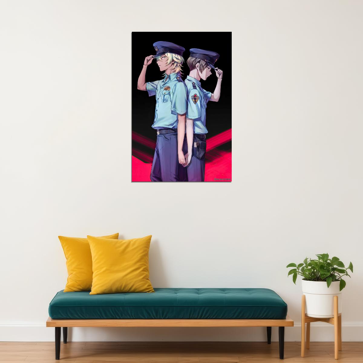 Sarazanmai Anime Poster Police Uniform Reo and Mabu Print Japanese Manga Wall Art Yaoi Couple Artwork