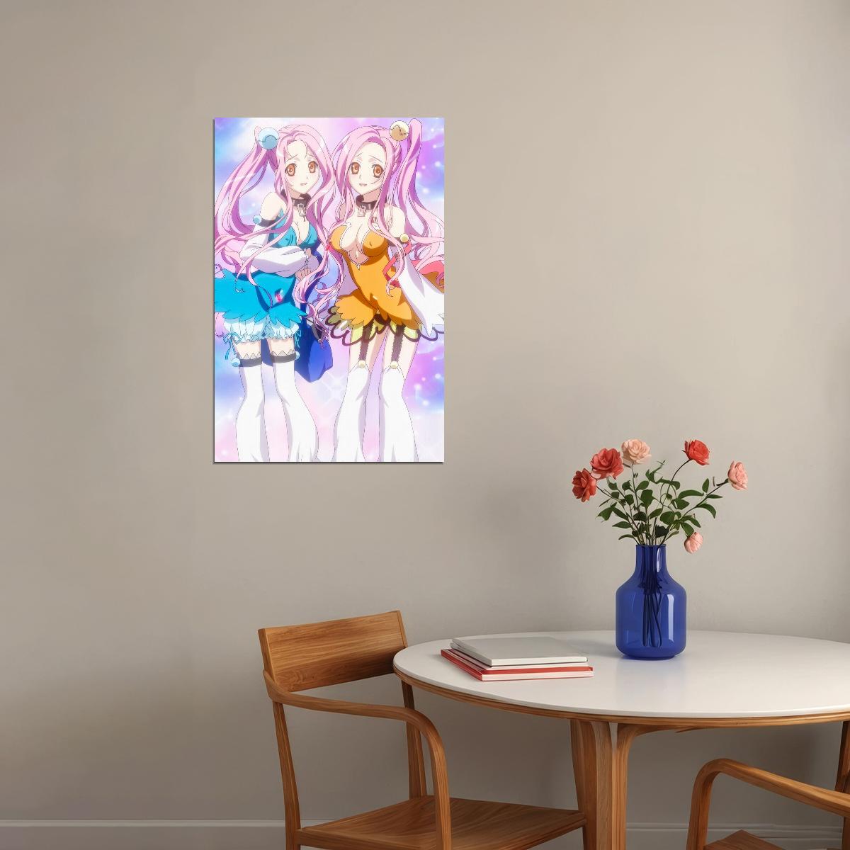 Seikon no Qwaser Anime Poster Eva Q and Eva R Print Japanese Manga Wall Art Magical Sexy Girls Artwork