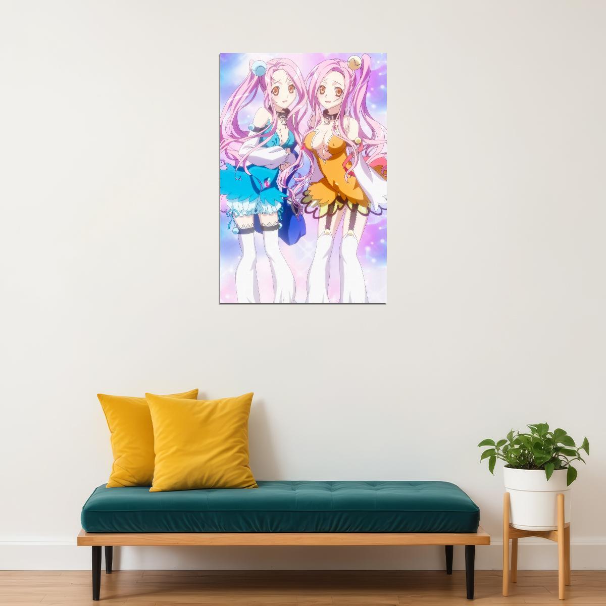 Seikon no Qwaser Anime Poster Eva Q and Eva R Print Japanese Manga Wall Art Magical Sexy Girls Artwork
