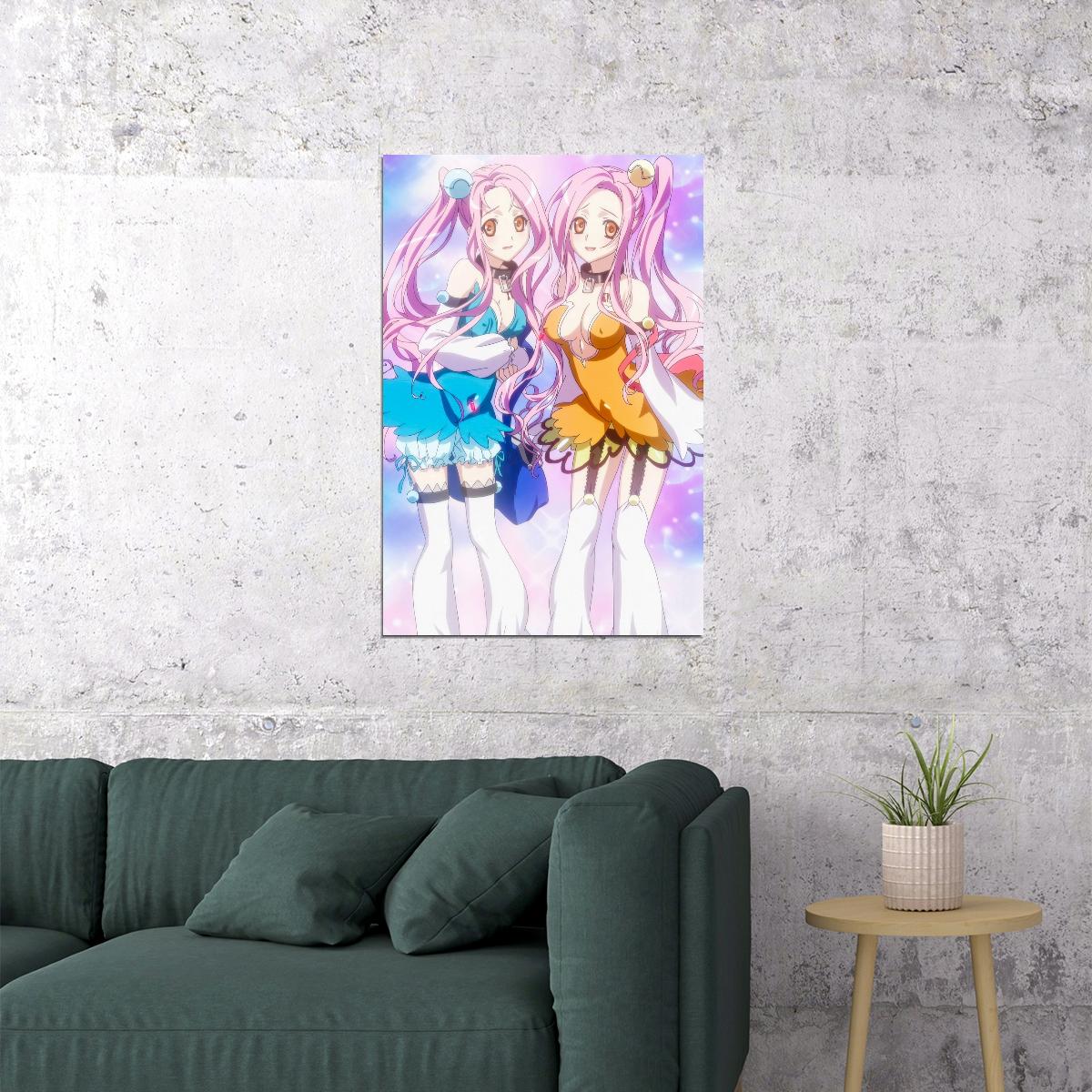 Seikon no Qwaser Anime Poster Eva Q and Eva R Print Japanese Manga Wall Art Magical Sexy Girls Artwork