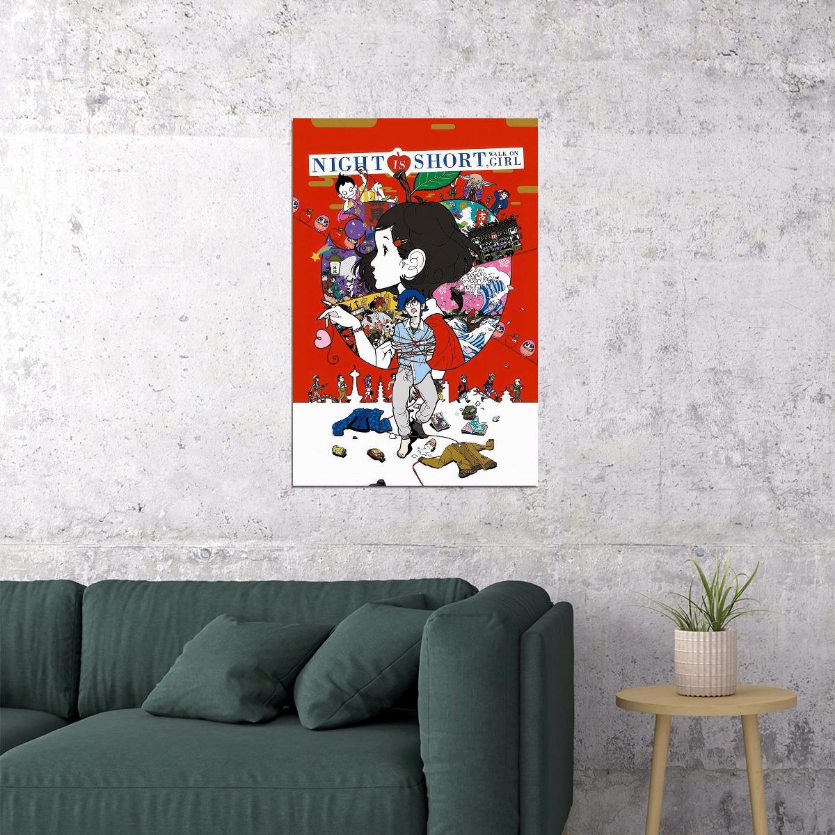 The Night is Short Walk on Girl Poster Yoru wa Mijikashi Arukeyo Otome Anime Print Japanese Manga Wall Art