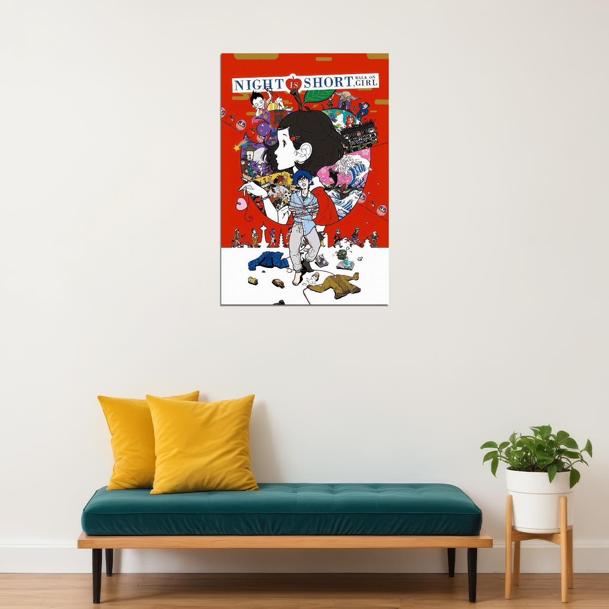 The Night is Short Walk on Girl Poster Yoru wa Mijikashi Arukeyo Otome Anime Print Japanese Manga Wall Art