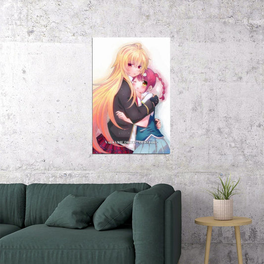 Valkyrie Drive Mermaid Anime Poster Cute Girls Hug Print Yuri Artwork Japanese Manga Wall Art - xonomax