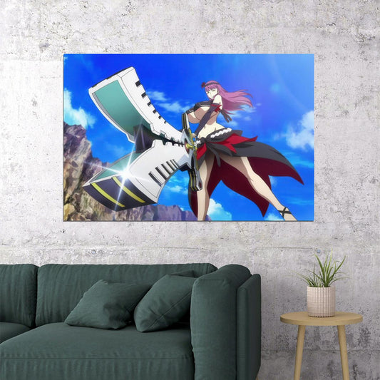 Valkyrie Drive Mermaid Anime Poster Sexy Lady J with Keyboard Sword Busty Anime Girl Print Japanese Manga Wall Decor - xonomax