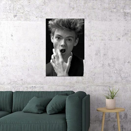 Thomas Brodie-Sangster Celebrity Posters for Room Aesthetic Famous Actor Black and White Photo Print Wall Art - xonomax
