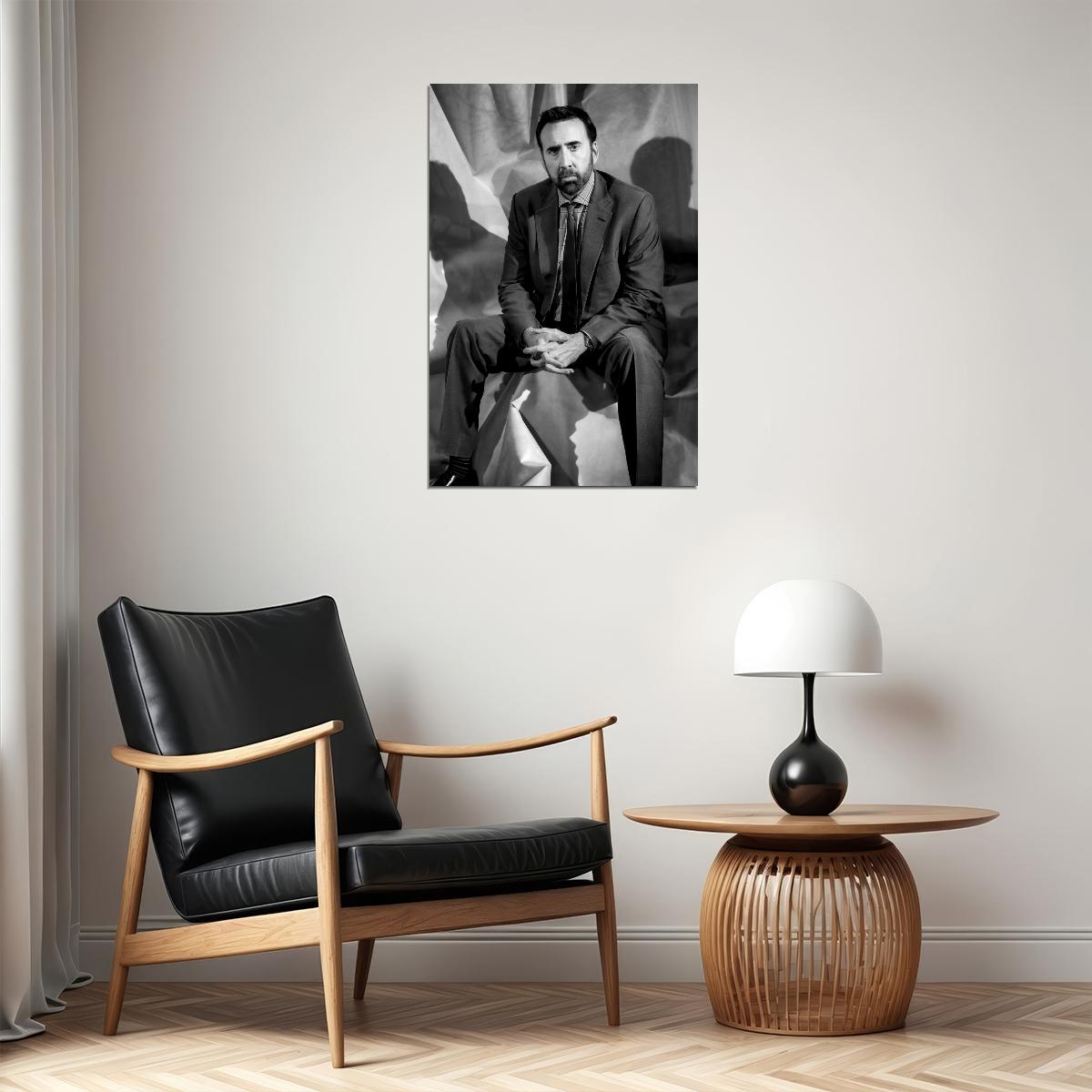 Nicolas Cage Poster for Room Aesthetic Black and White Celebrity Photo Print - xonomax