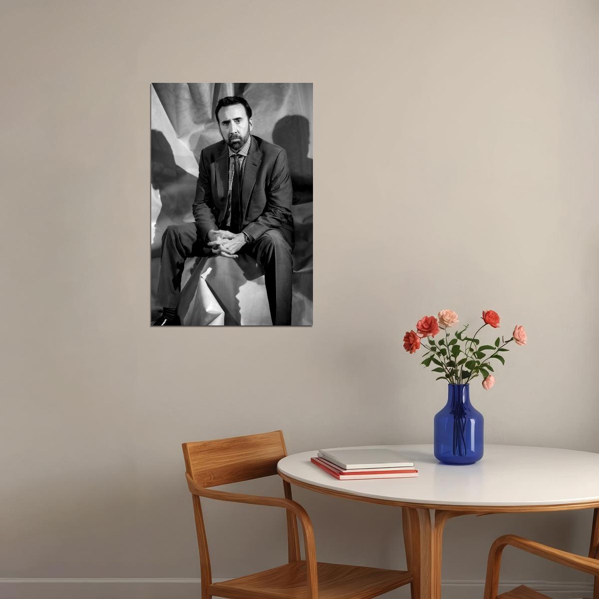 Nicolas Cage Poster for Room Aesthetic Black and White Celebrity Photo Print - xonomax