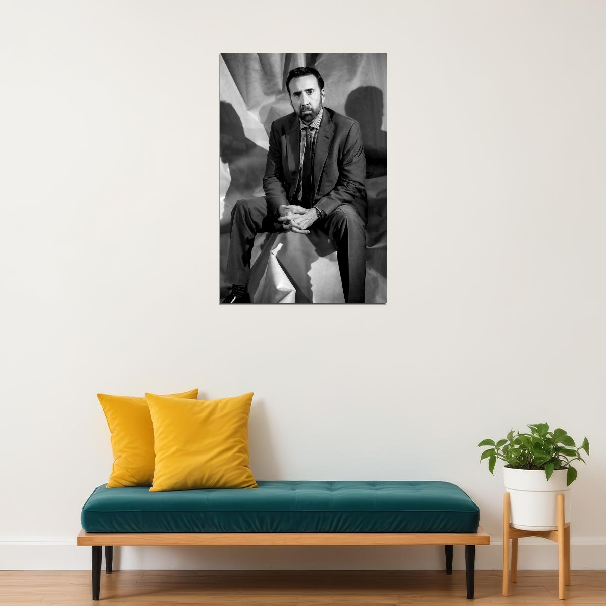 Nicolas Cage Poster for Room Aesthetic Black and White Celebrity Photo Print - xonomax