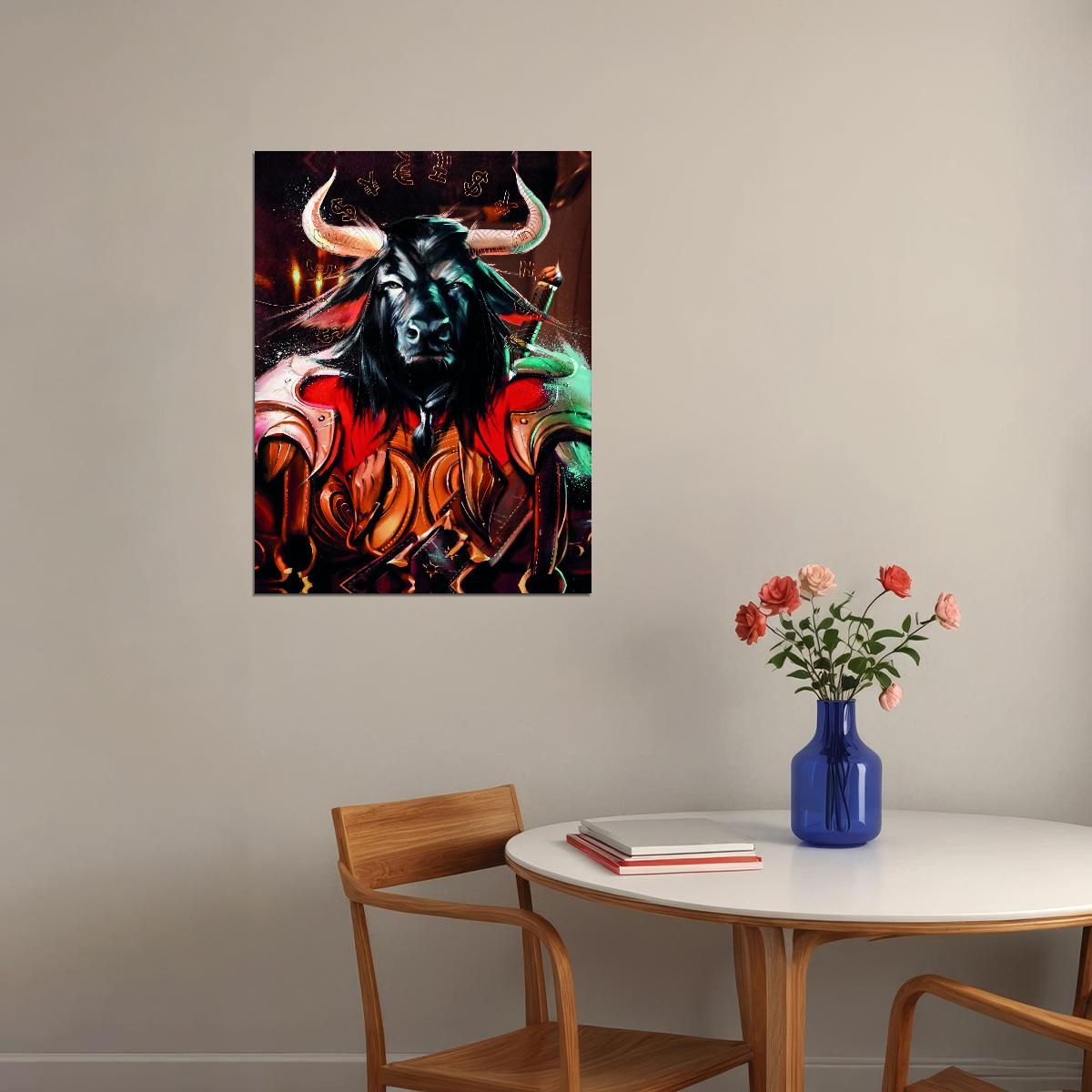 Mystic Bull Warrior Currency Fantasy Art Poster - xonomax